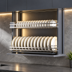 Giá Bát Nâng Hạ Cảm Ứng GRÖB Inox SUS304 Nan Oval – Điều Khiển App & Giọng Nói