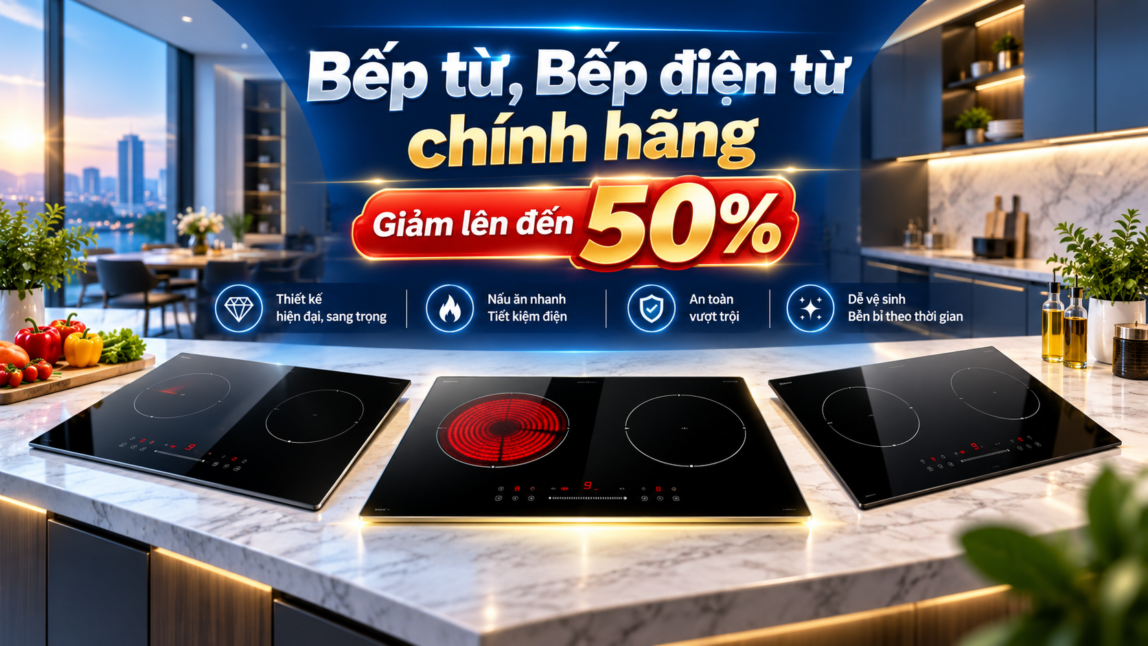 Bếp từ bếp điện từ chính hãng ưu đãi giảm giá đến 50 phần trăm tại Bếp Châu Âu