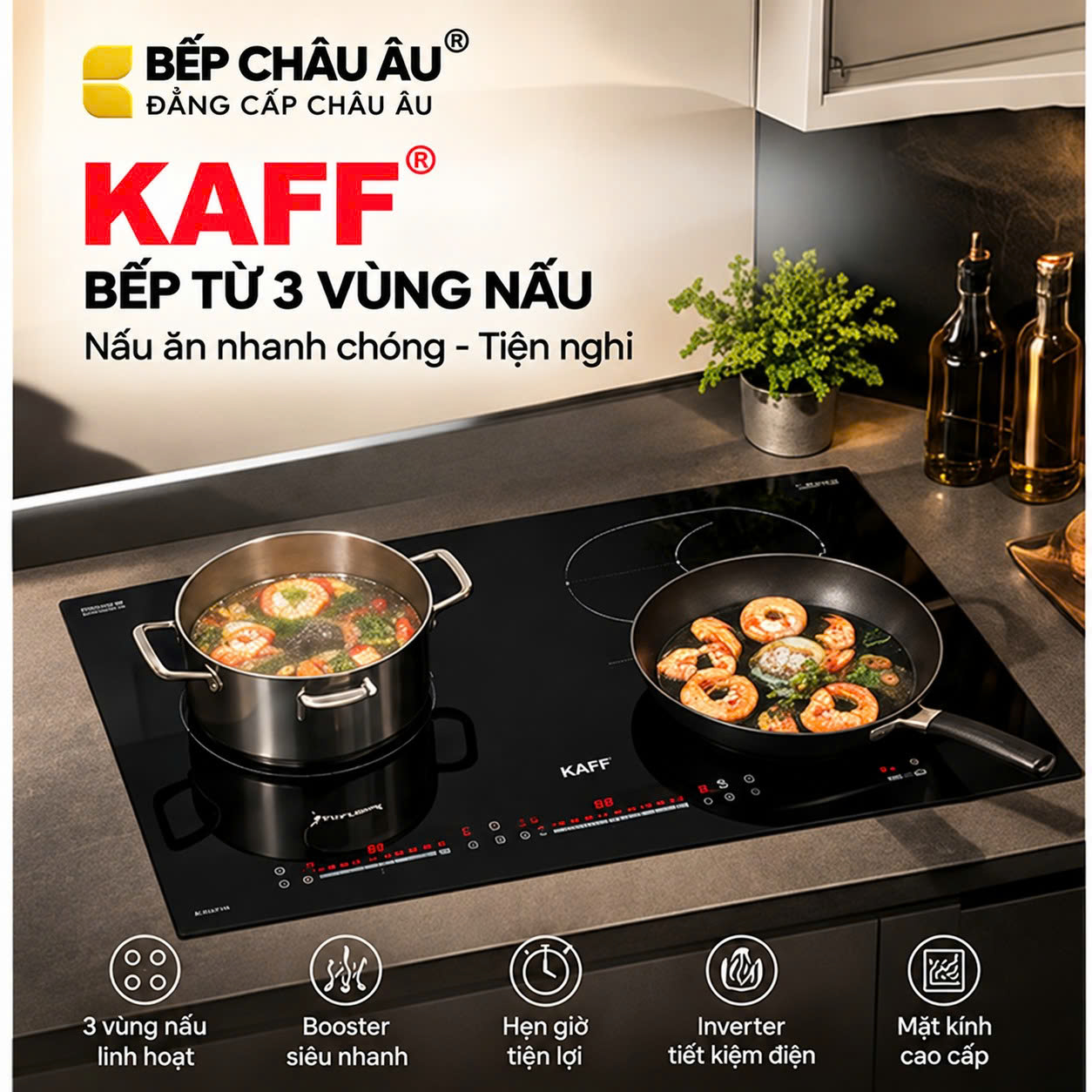 Không gian bếp hiện đại và thiết bị bếp gia đình