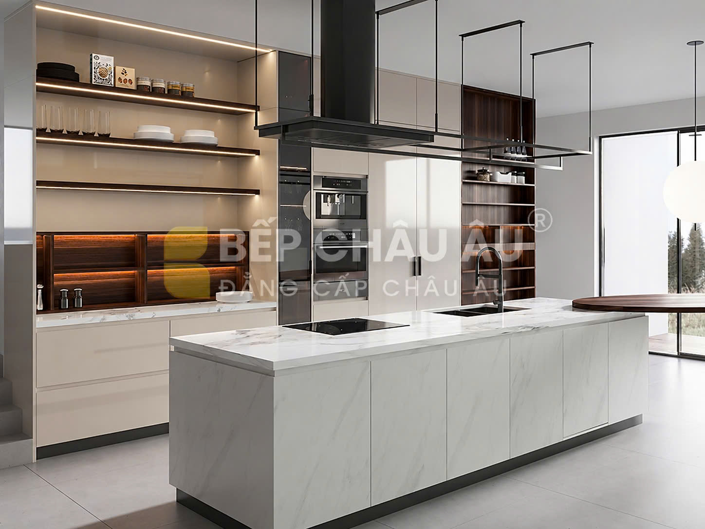 Mẫu phòng bếp hiện đại sang trọng năm 2027 kết hợp thiết bị và phụ kiện cao cấp