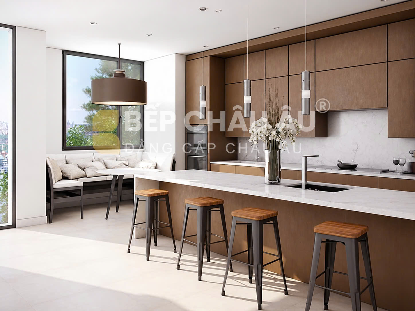 Giải pháp thiết kế tủ bếp thông minh kết hợp phụ kiện nhà bếp