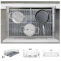 Giá Xoong Nồi Nan Oval Âm Tủ EUROGOLD Inox 304 – Gắn Cánh, Ray Giảm Chấn