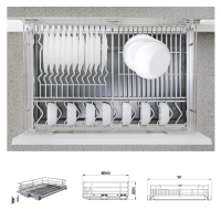 Giá Bát Đĩa Nan Oval Đa Năng Âm Tủ EUROGOLD Inox 304 – Gắn Cánh, Ray Giảm Chấn