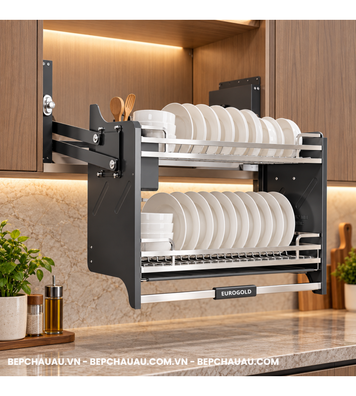 Giá Bát Di Động Nan Dẹt EUROGOLD Inox 304 Khung Xám Cao Cấp