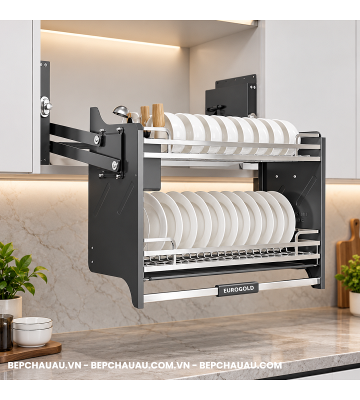 Giá Bát Di Động Nan Dẹt EUROGOLD Inox 304 Khung Xám Cao Cấp