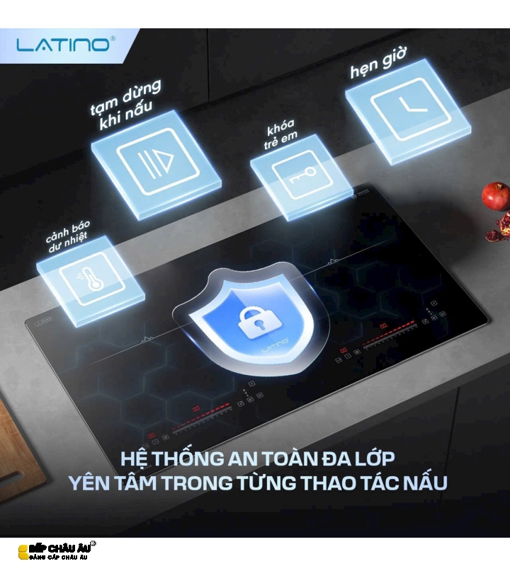 Bếp Điện Từ Latino LT-3579.V8 – 2 Vùng Nấu Booster 2400W, Mặt Kính Euro Platinum