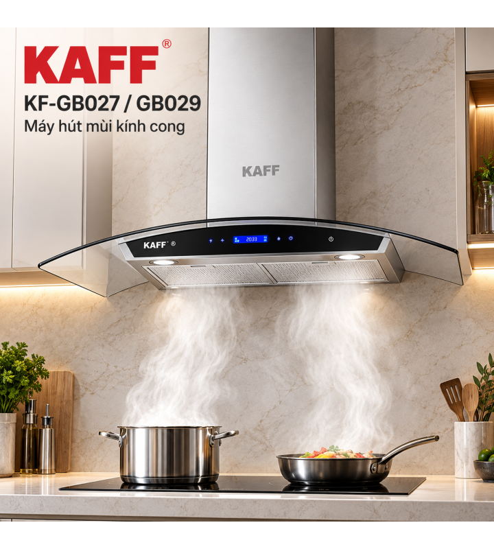 Máy Hút Mùi Kính Cong KAFF KF-GB027 / KF-GB029 Cảm Ứng 1000m³/h