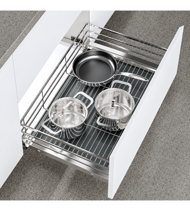 Giá Xoong Nồi Nan Dẹt Inox Mờ EUROGOLD 304 – Gắn Cánh Âm Tủ Cao Cấp