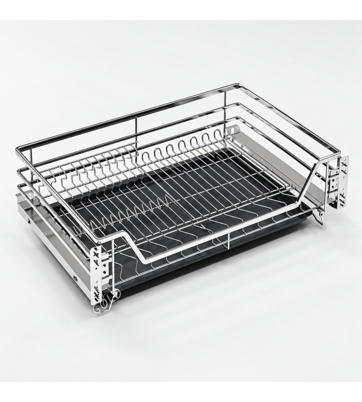 Giá Xoong Nồi, Bát Đĩa Nan Dẹt Đa Năng EUROGOLD Inox 304 – Gắn Cánh Âm Tủ