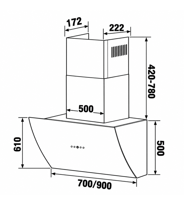 Máy Hút Mùi KAFF KF-LUX-AT70H-BK / AT90H-BK Kính Vát Cong Tự Động