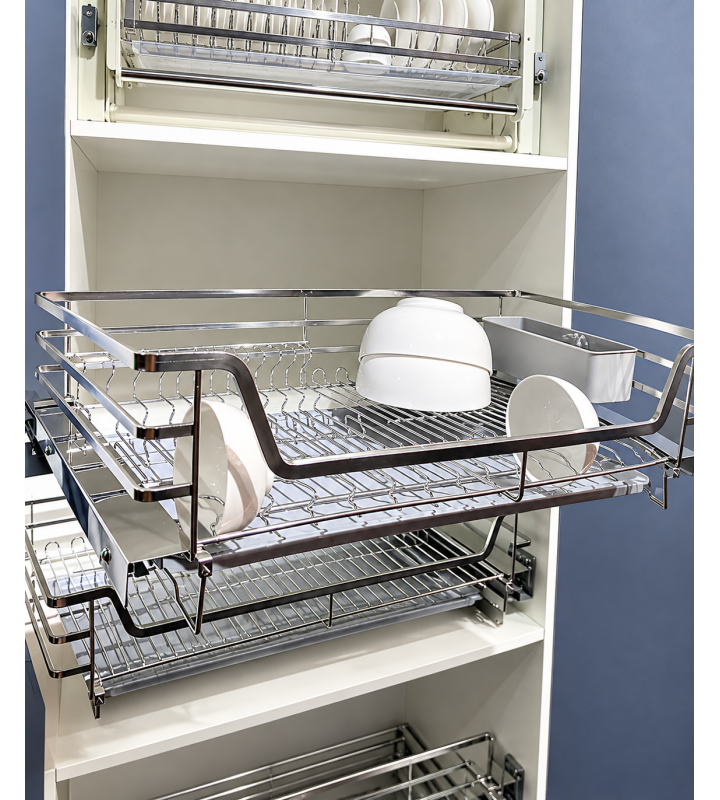 KỆ ĐỰNG BÁT ĐĨA NAN VUÔNG INOX XƯỚC MỜ SUS304