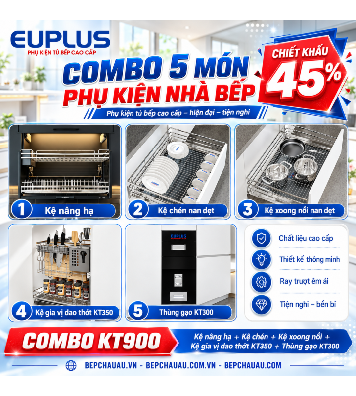 COMBO 5 MÓN PHỤ KIỆN NHÀ BẾP EUPLUS NAN DẸT – CAO CẤP