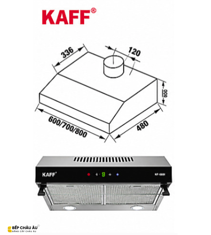 Máy Hút Mùi KAFF KF-688I / KF-788I / KF-888I – Inox Cao Cấp, Cảm Ứng 3 Tốc Độ