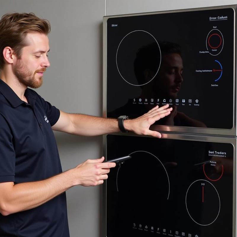 Hướng dẫn kiểm tra lỗi bếp từ với c&aacute;c m&atilde; b&aacute;o tr&ecirc;n m&agrave;n h&igrave;nh.