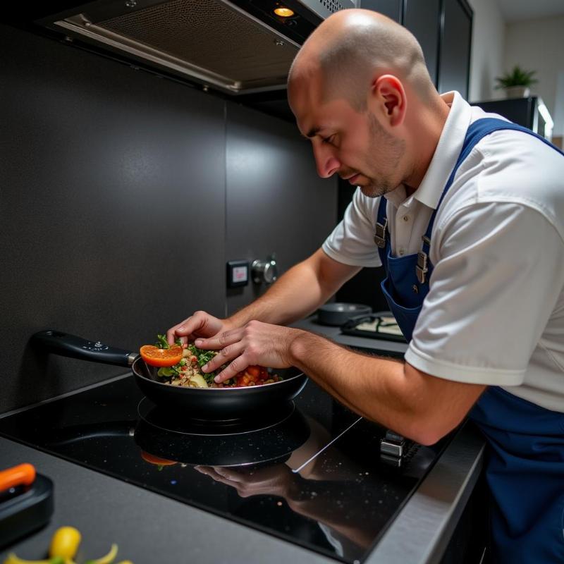 Thay quạt gi&oacute; cho bếp từ bị tự ngắt nhiệt