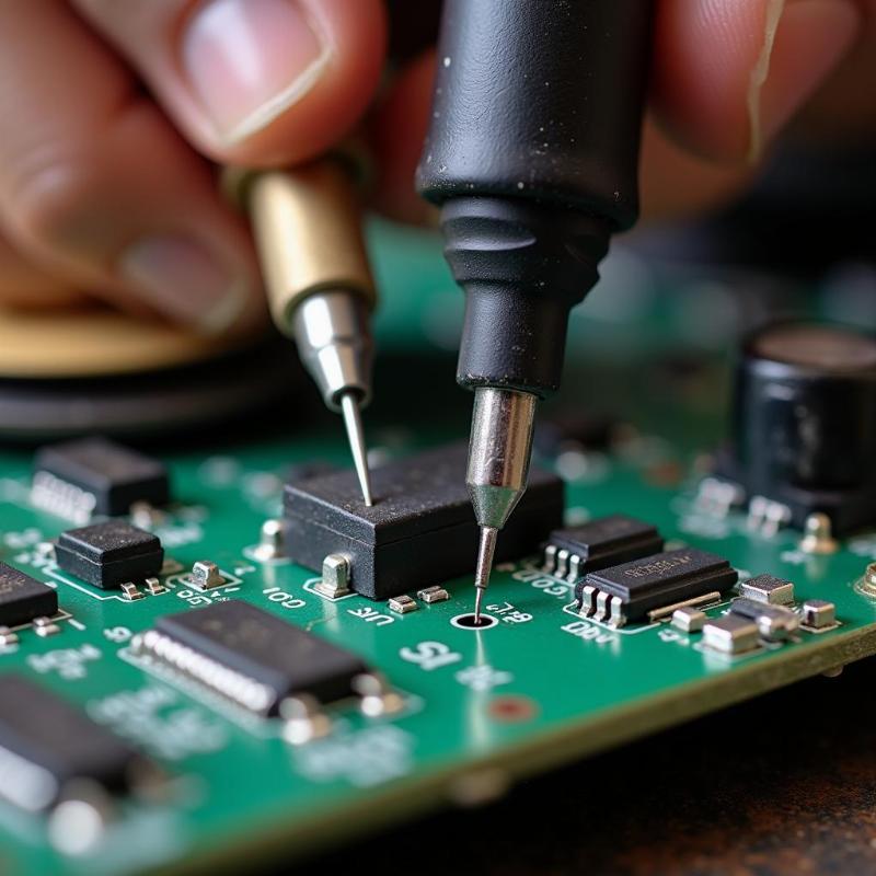 D&ugrave;ng mỏ h&agrave;n điện tử để h&agrave;n linh kiện điện tử tr&ecirc;n bo mạch bếp từ cho độ ch&iacute;nh x&aacute;c cao